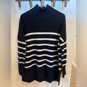 Boden Jessica Oversized Sweater, Navy with Ivory Stripe, US size 8